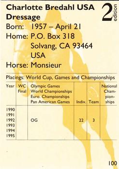 1995 Collect-A-Card Equestrian #100 Charlotte Bredahl / Monsieur Back